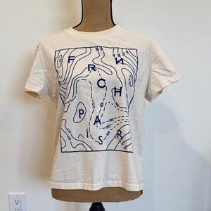 FRNCH Cream and Blue Graphic Tee